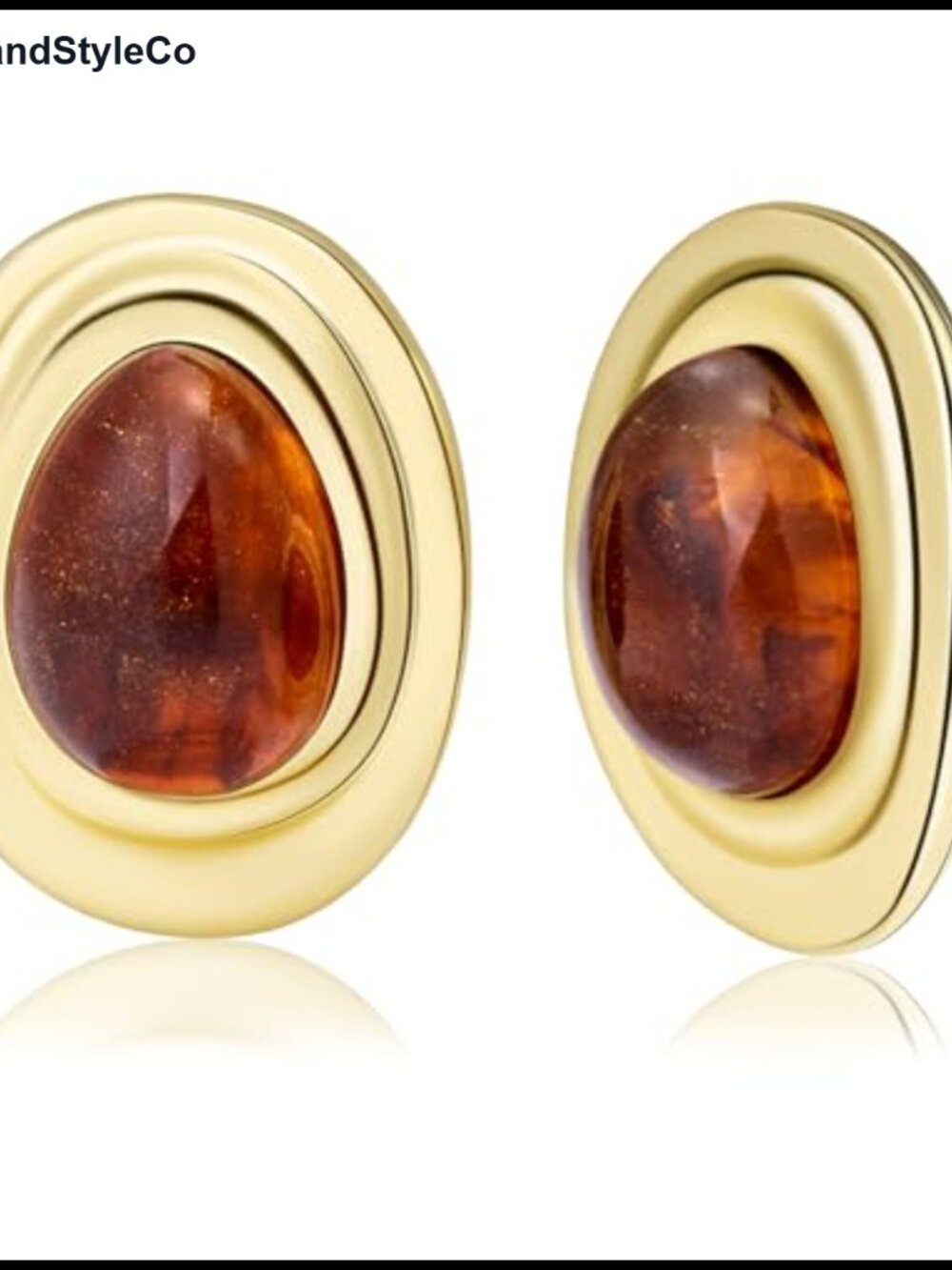 Chunky Gold Drop Earrings Resin Oval Stud Vintage Statement